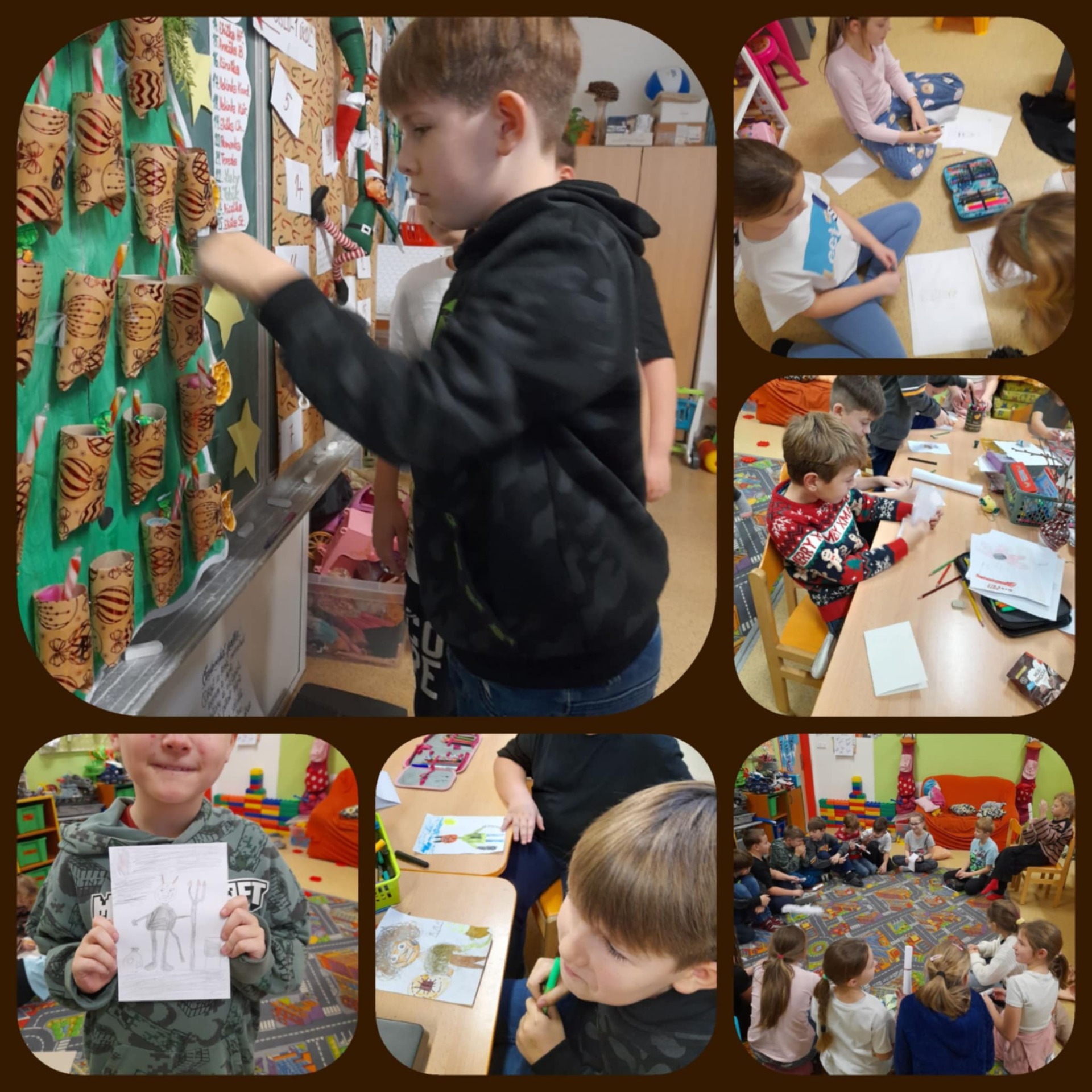 další z adventního kalendáře Sebík a kreslení s čekáním na čertíky atd....