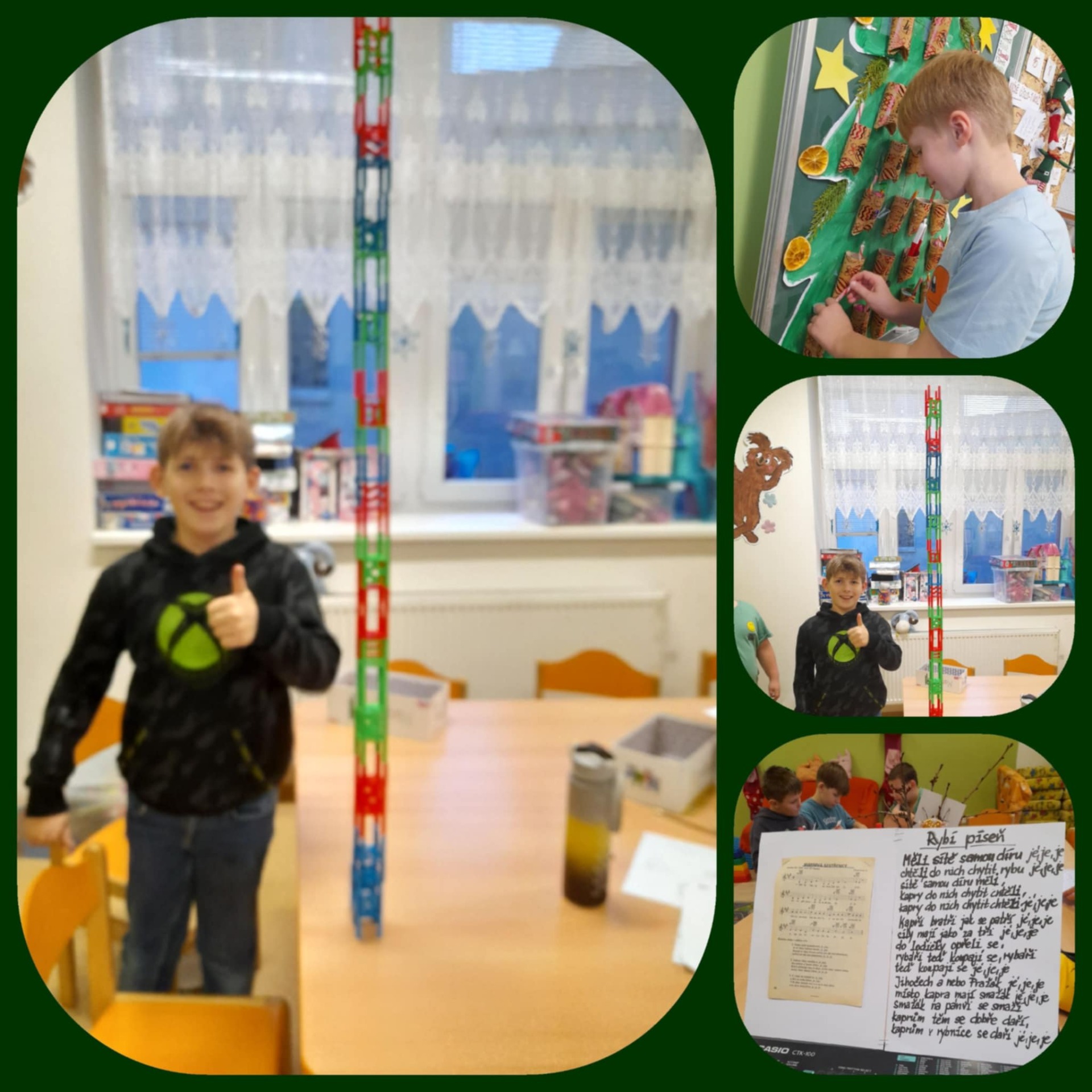 adventní kalendář, stavění a zpívání Rybí písně